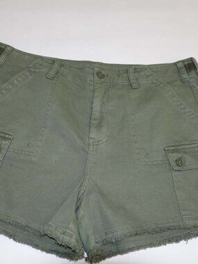 Lucky Brand Women's Raw Hem Utility Shorts Size 32 NWT Green 100% Cotton 7W15787